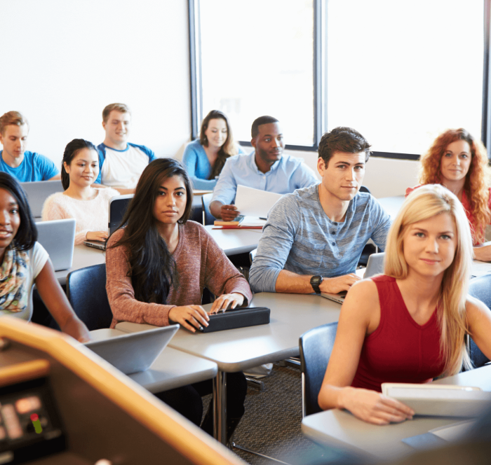 students taking class